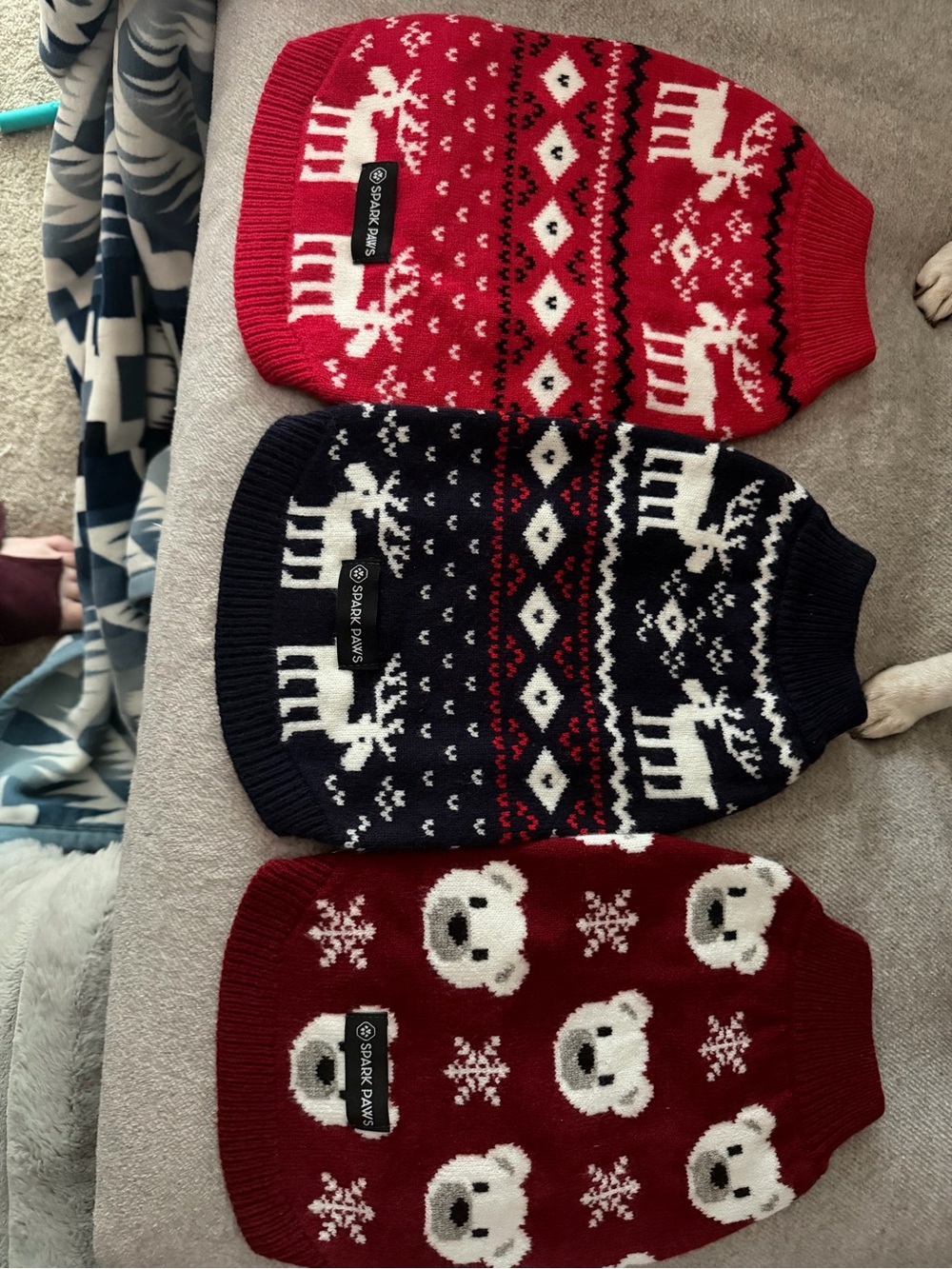 Holiday Knit Dog Sweater - Red, Navy, Burgundy